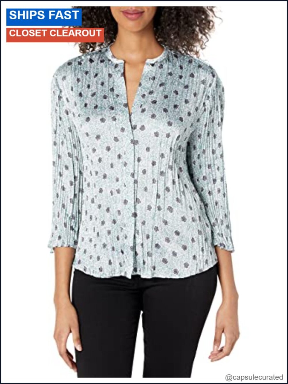 Vince Camellia Long Sleeve Pleated Blouse Band Collar Button Front
